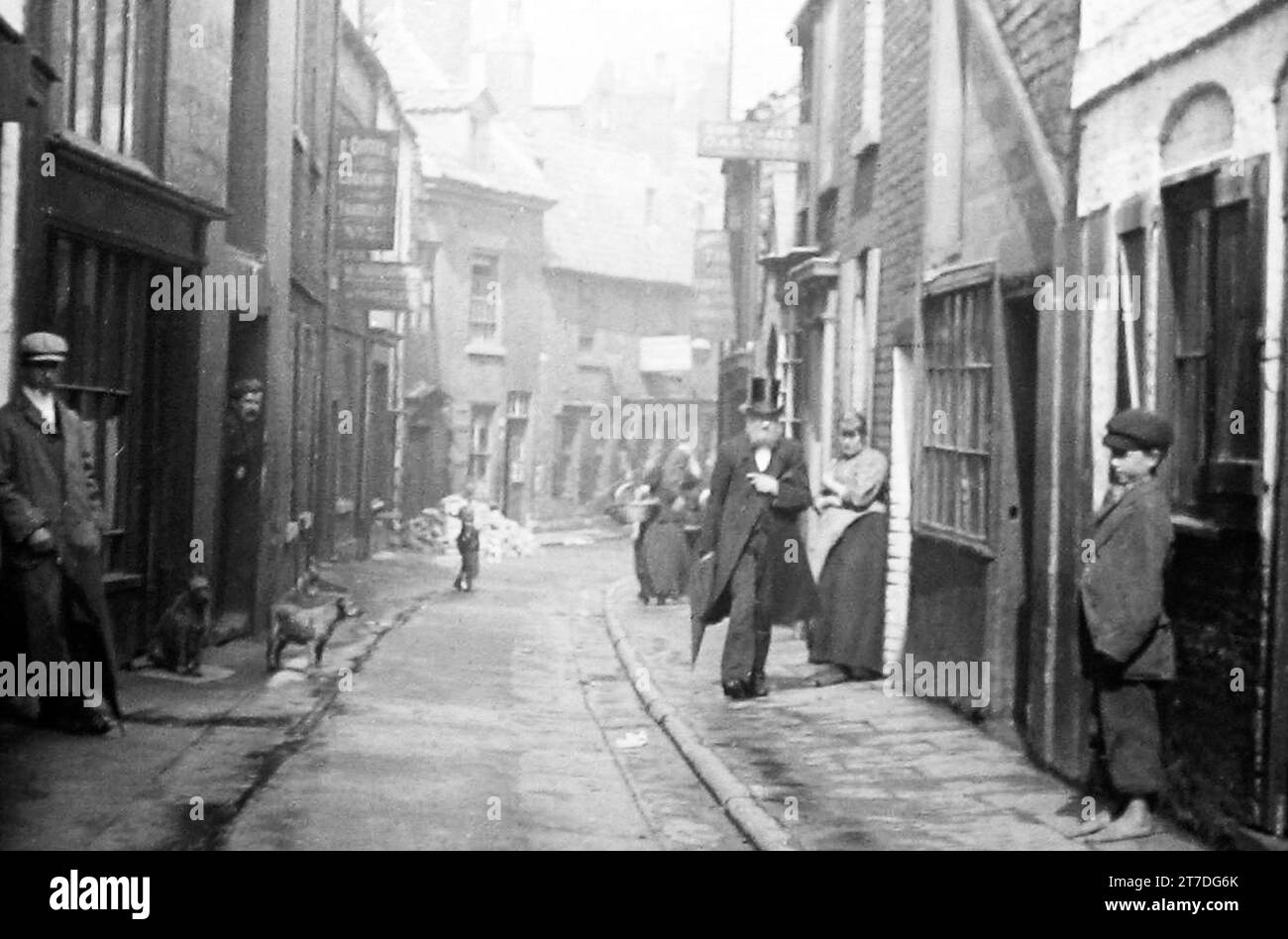 An old street in Scarborough, Victorian period Stock Photo Alamy