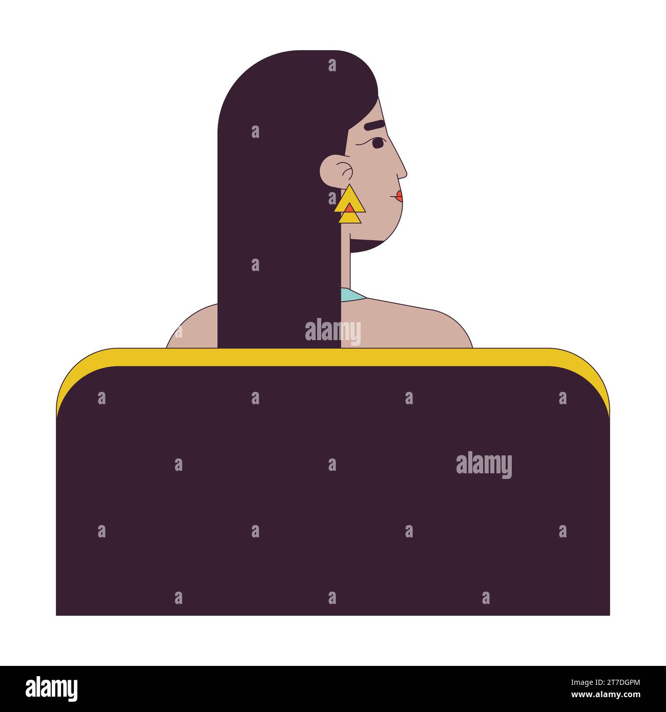 Middle eastern woman in cinema theater 2D linear cartoon character 