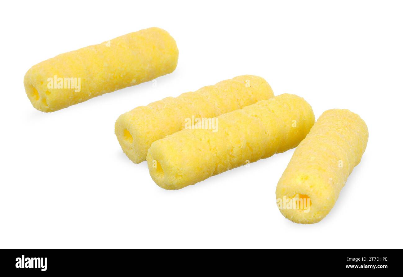 Hole corn snack isolated on white background. snack clipping path. Stock Photo