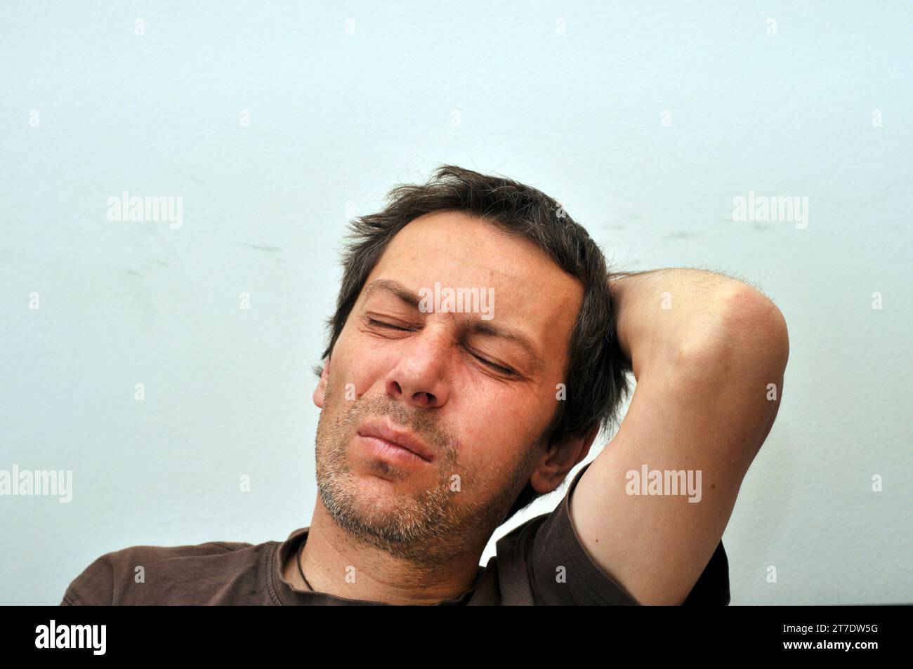 Dental problems. Portrait of unhealthy man with swollen face suffering