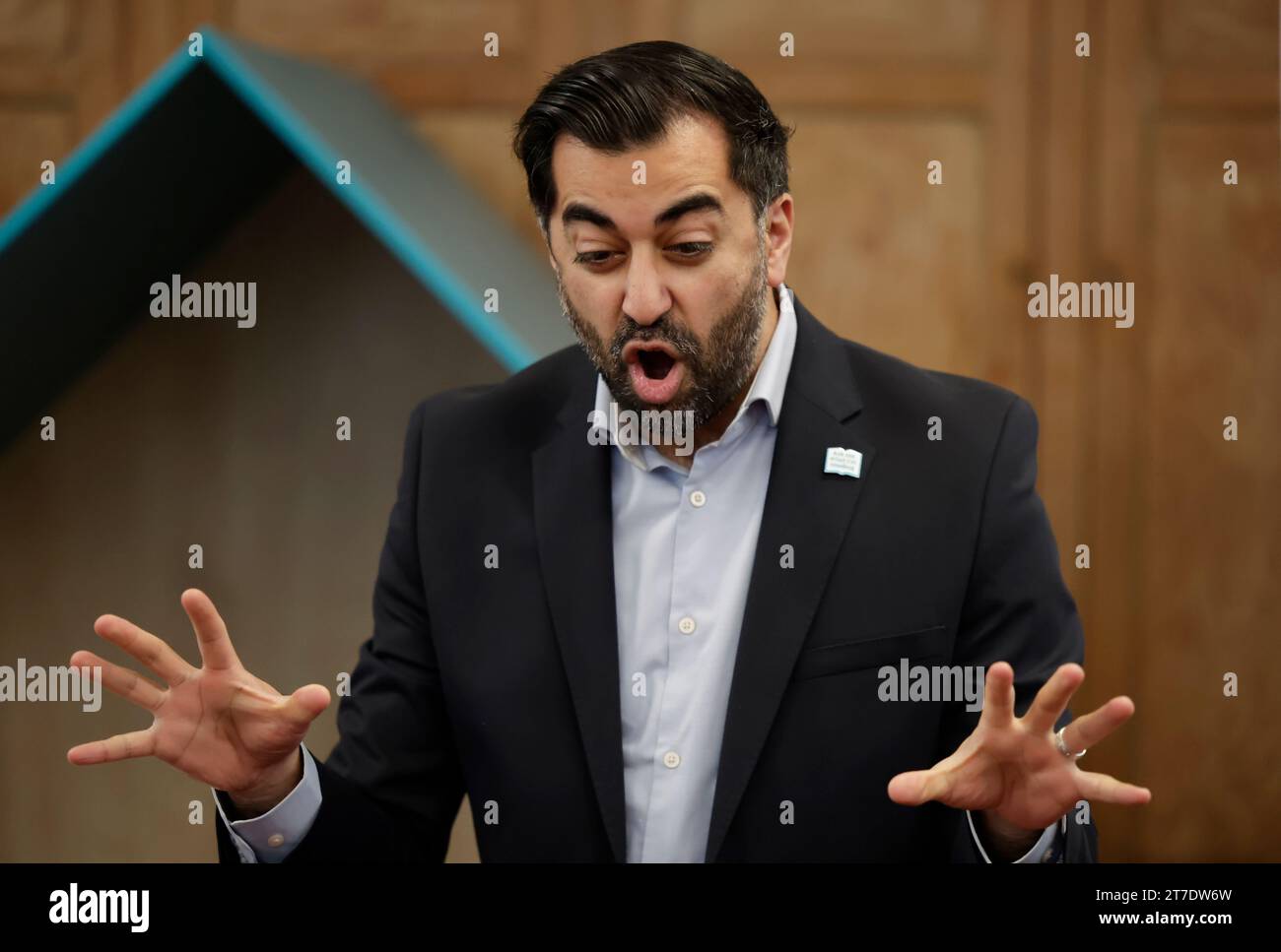 First Minister of Scotland Humza Yousaf speaks to pupils as he attends ...