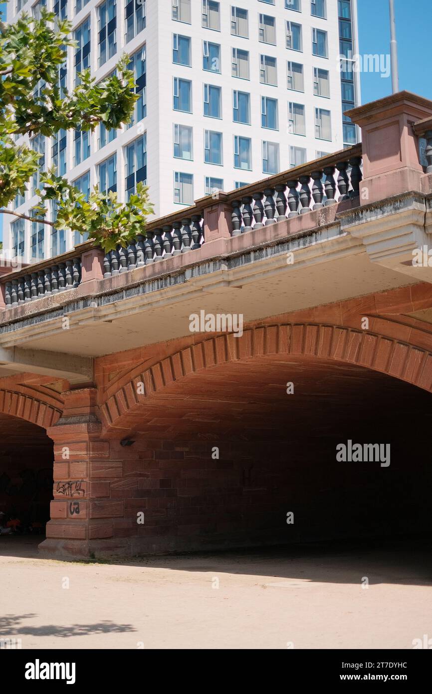 Visual Reference: A Modern Cityscape Featuring A Walkway Overpass In The Foreground