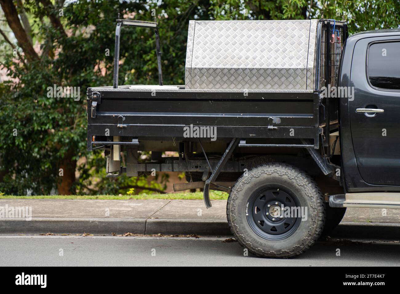 tradie truck with tools. tool box on the tray of a ute un australia