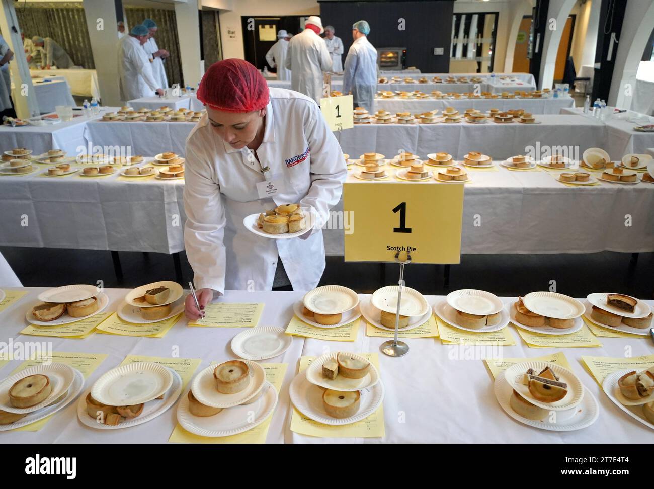 Pies are judged during the annual World Championship Scotch Pie Awards
