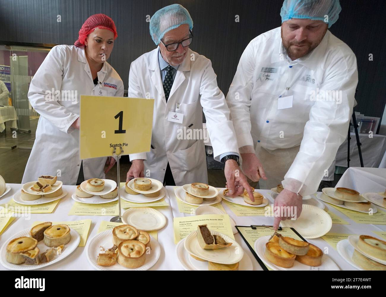 Pies are judged during the annual World Championship Scotch Pie Awards
