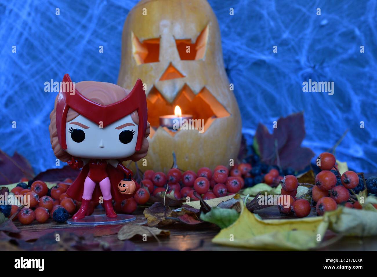 Funko Pop action figure of Marvel superhero Scarlet Witch in Halloween