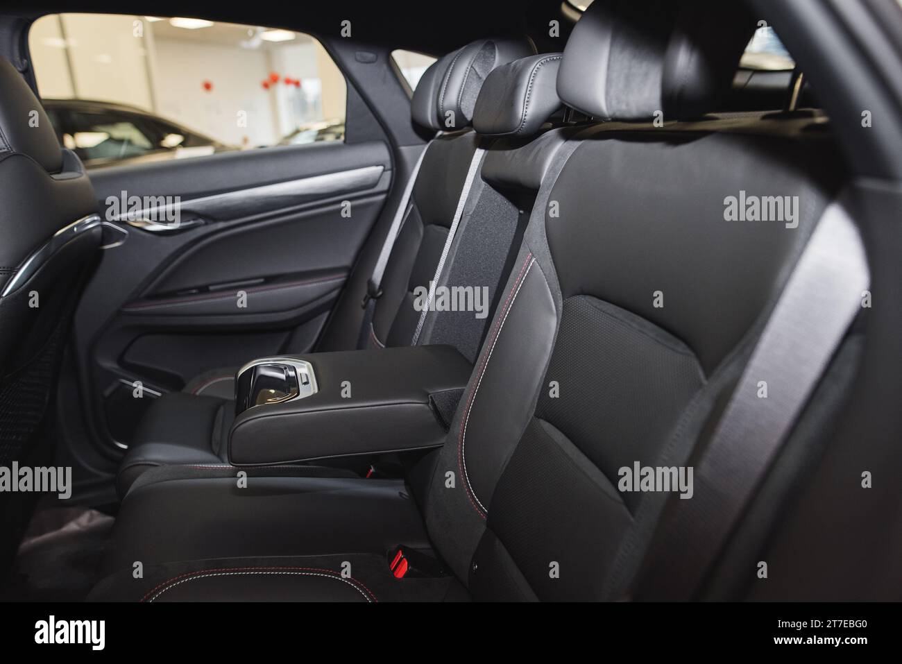 rear seats in the car and cup holder. High quality photo Stock Photo