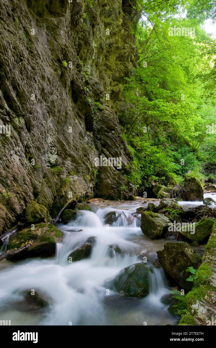 Tenna River. Gorges of Hell. Sibillini Mountains. Montefortino. Marche Stock Photo