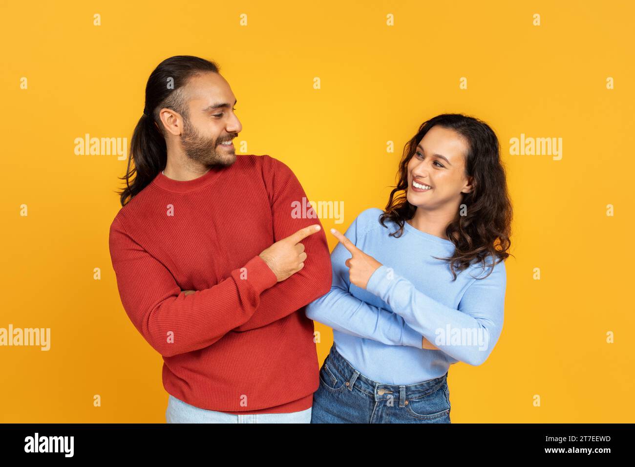 Positive millennial man woman hi-res stock photography and images - Alamy