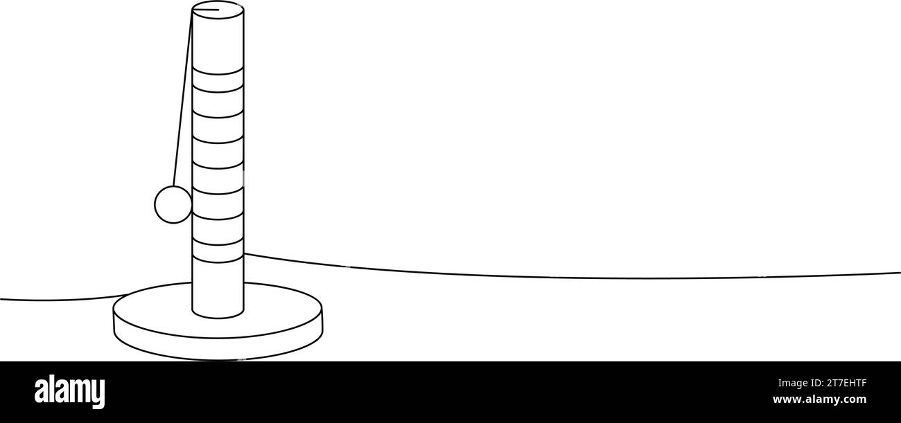 Cat tower, cat scratch post one line continuous drawing. Animals