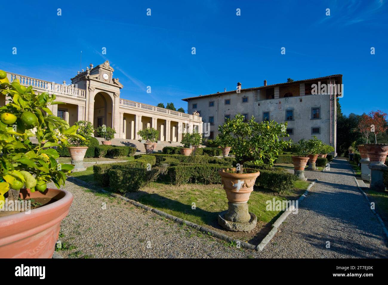 Villa Caruso of Bellosguardo. Sign Plate. Tuscany. Italy Stock Photo