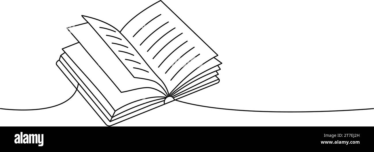 Continuous Open Line School open book one line continuous drawing. Back to school continuous ...