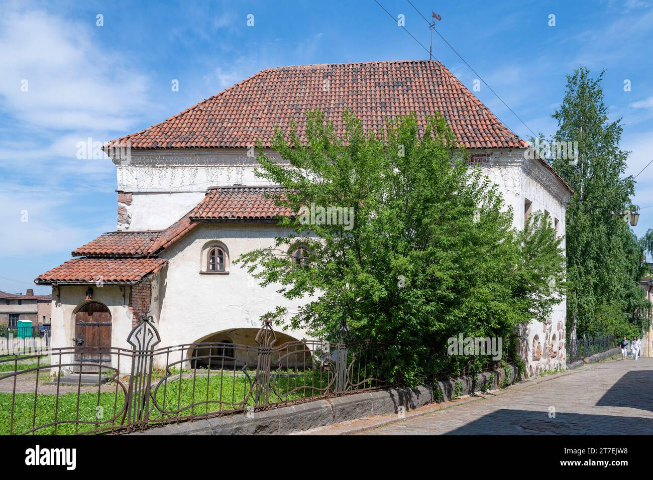 The Knight's House (Church of St. Hyacinth) is one of the medieval buildings of Vyborg on a sunny July day. Leningrad region, Russia Stock Photo