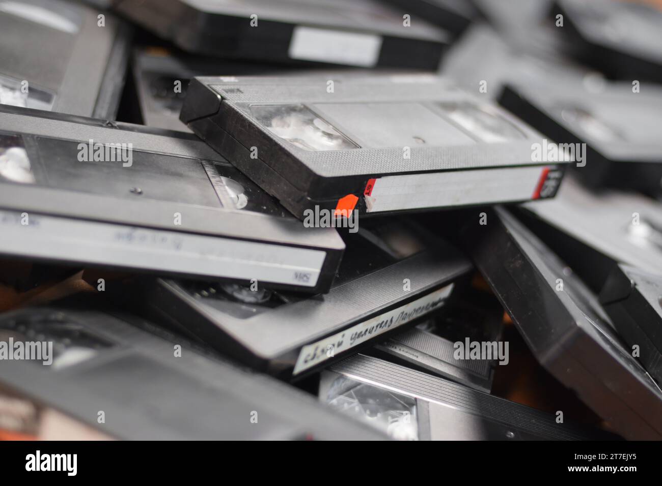 KYIV, UKRAINE 4 MAY, 2023 Video tape on colored background, VHS