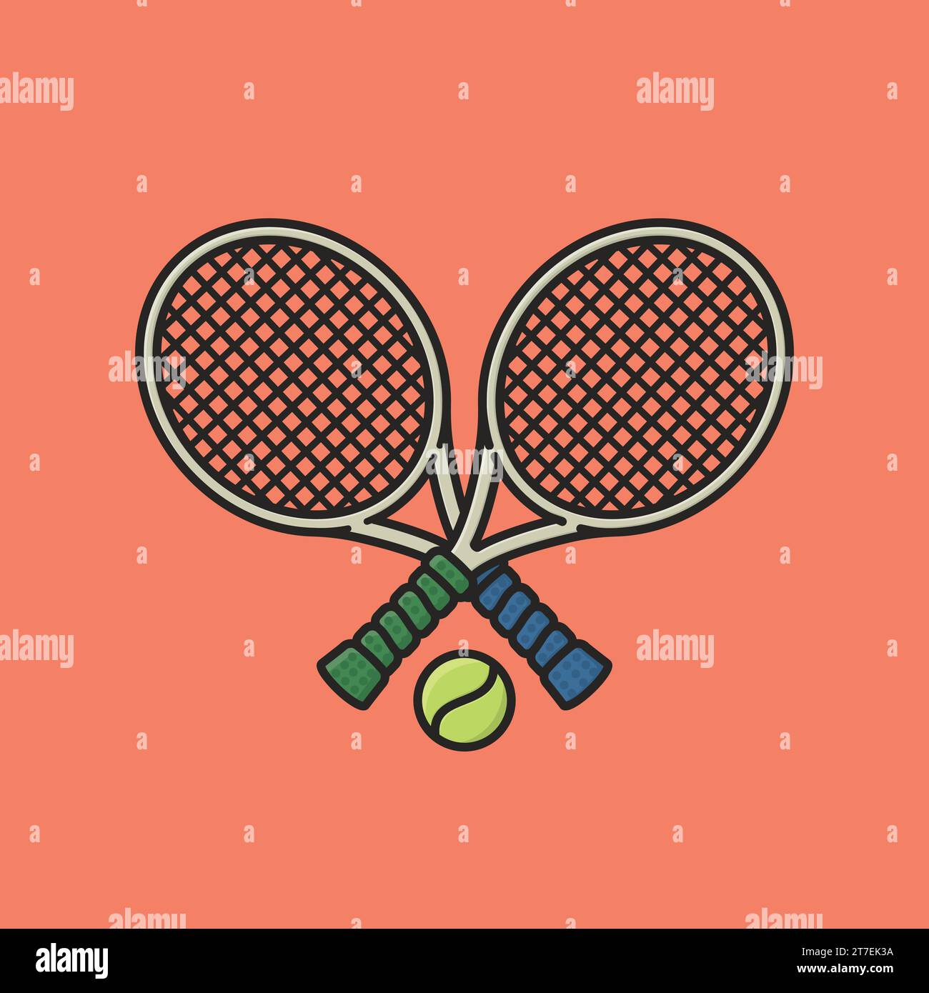 Crossed tennis rackets and ball vector illustration for Play Tennis Day ...