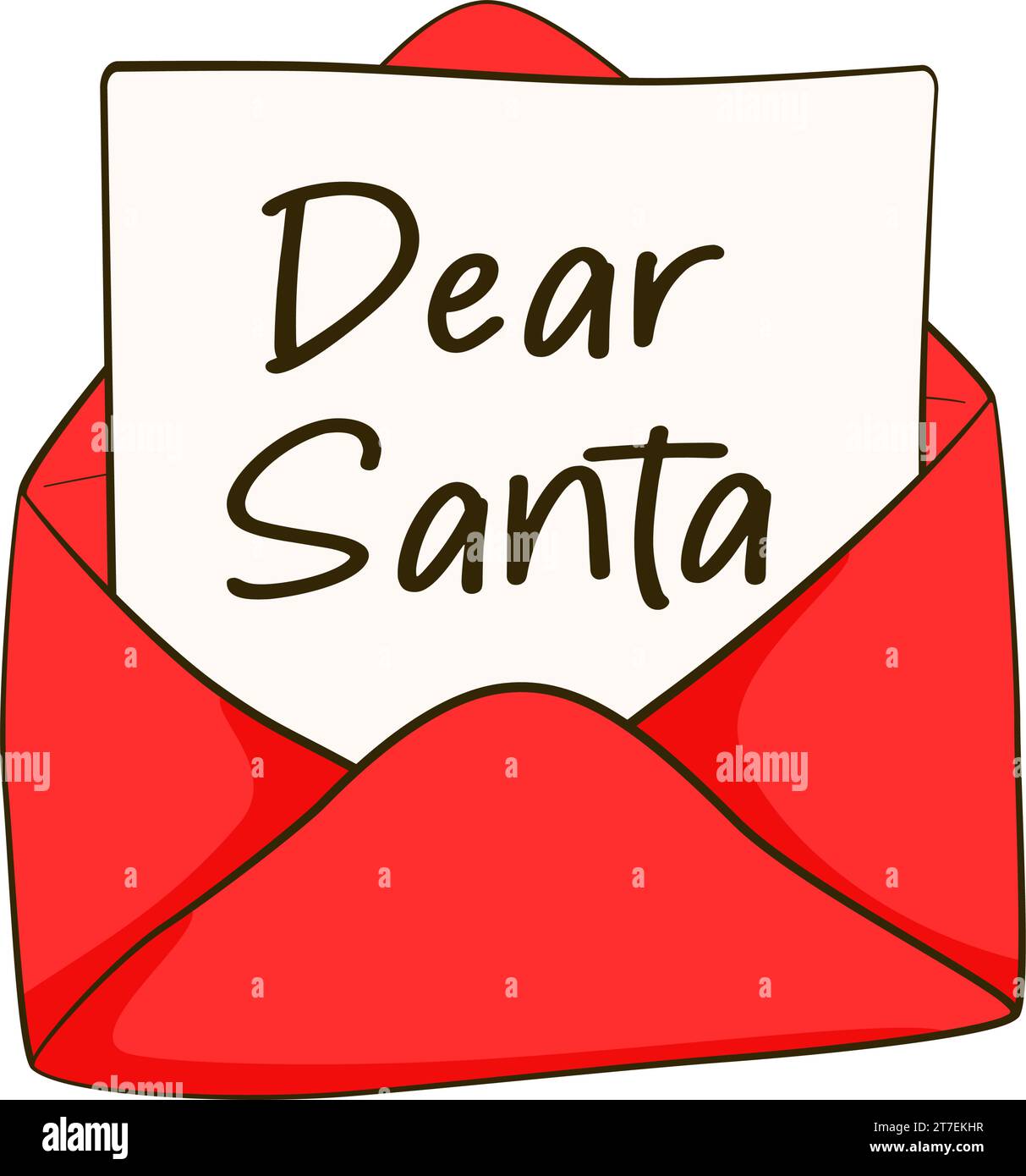 Letter to Santa Claus in a red envelope. Cartoon Stock Vector Image