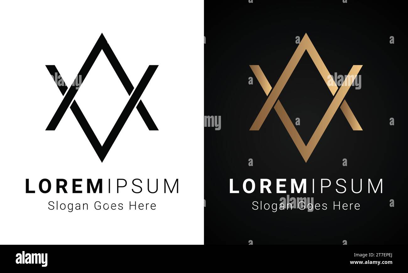 Luxury Initial VA or AV Monogram Text Letter Logo Design Stock Vector