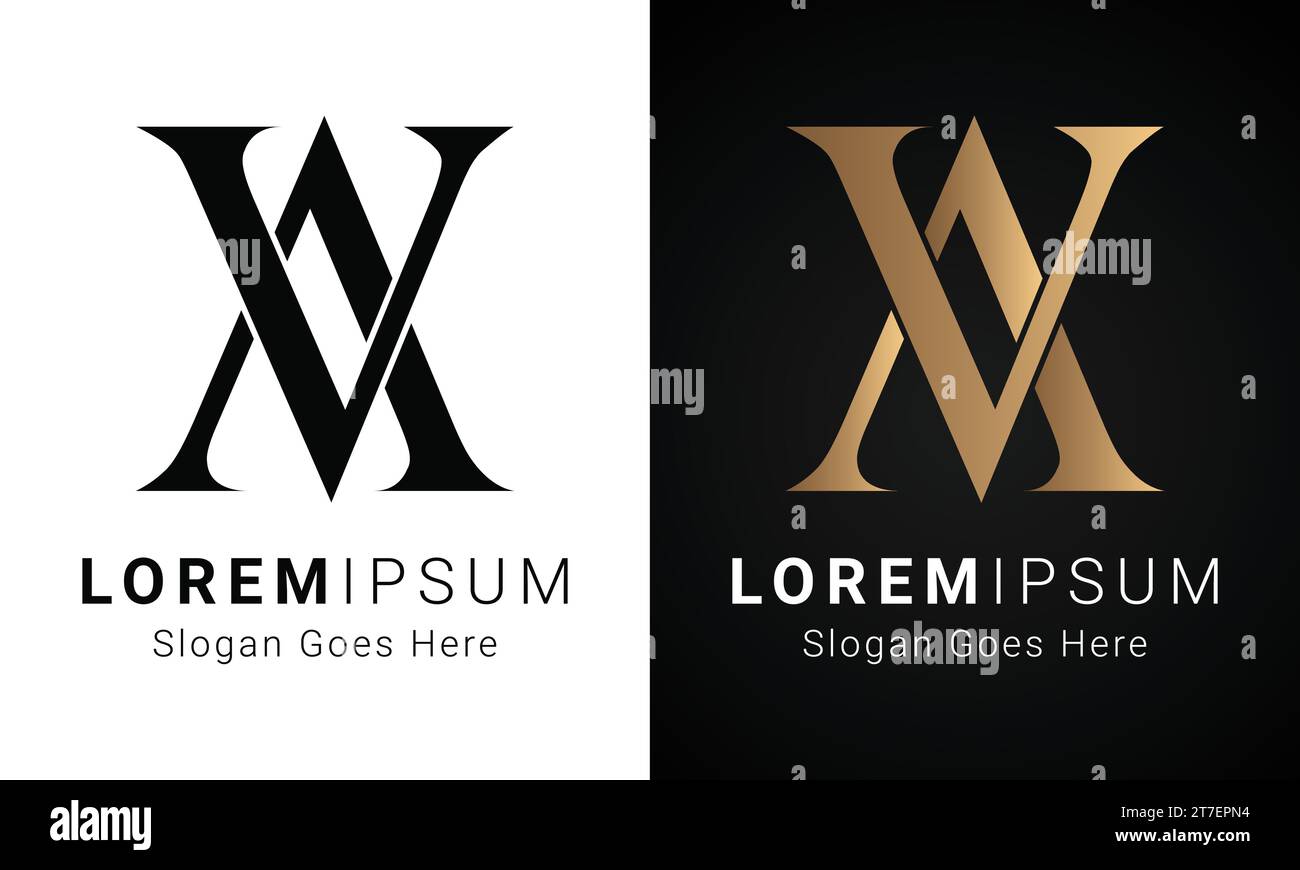 Luxury Initial VA or AV Monogram Text Letter Logo Design Stock Vector