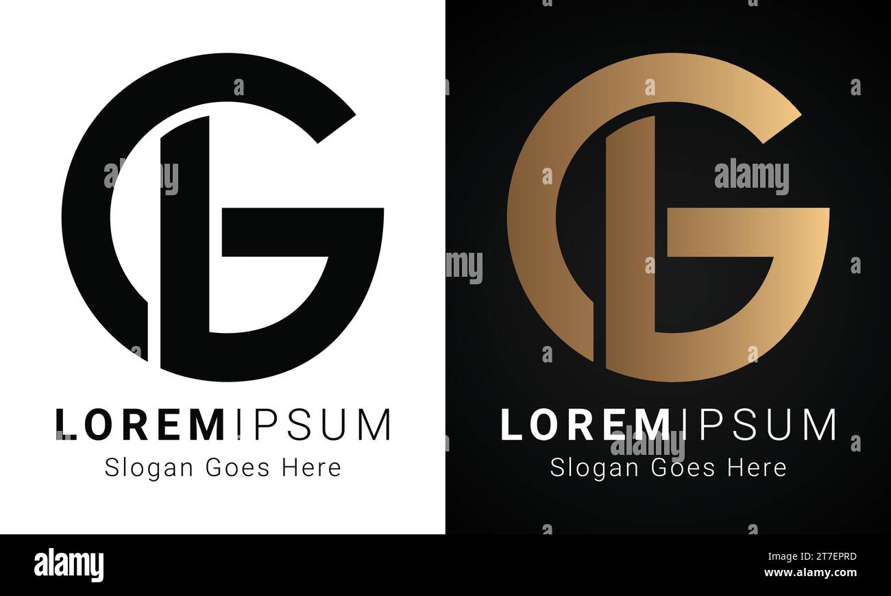 Luxury Initial GL or LG Monogram Text Letter Logo Design Stock Vector