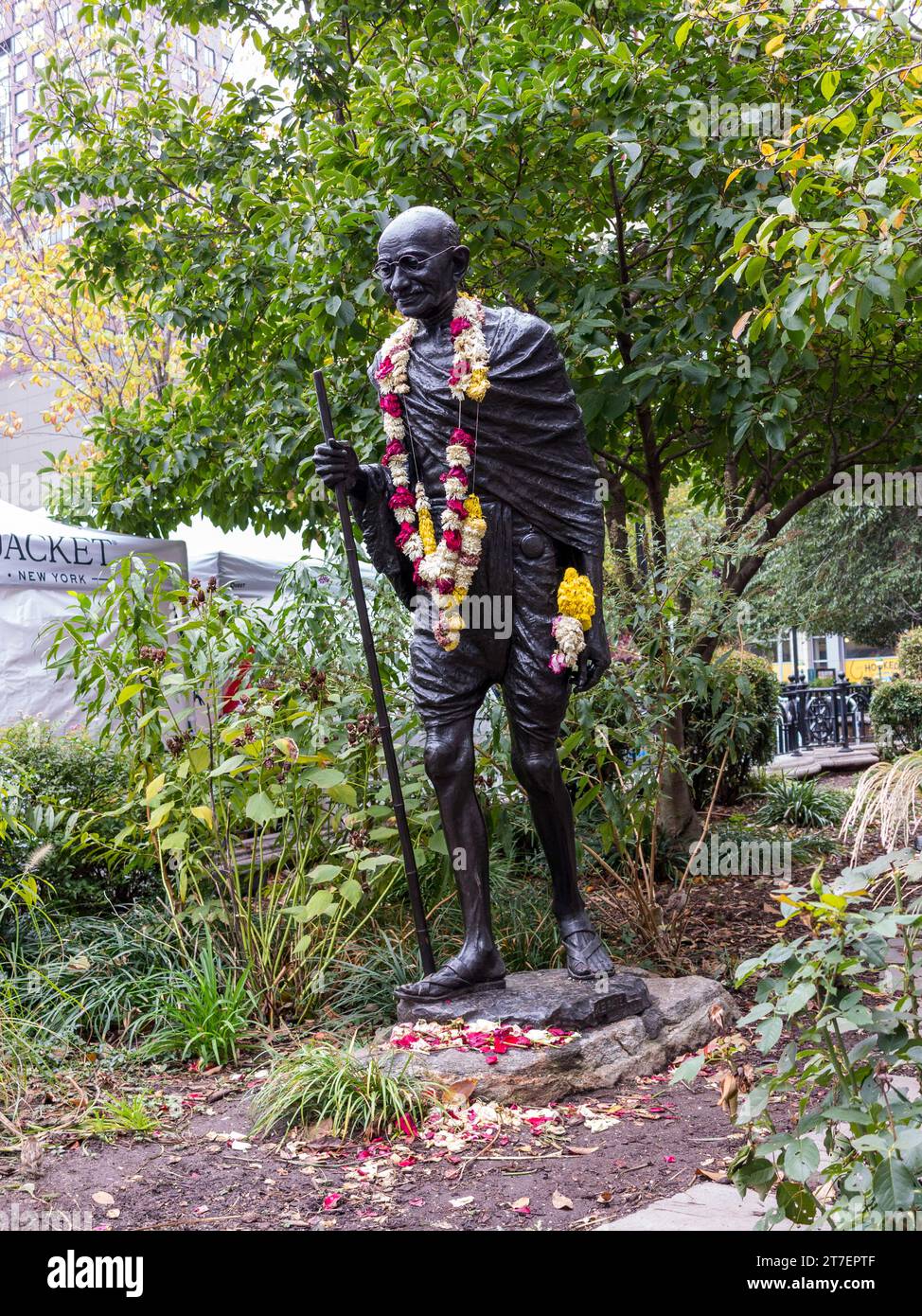 Statue of Mahatma Gandhi at Union Square, 10 Union Square E, New York, NY 10003, United States Stock Photo