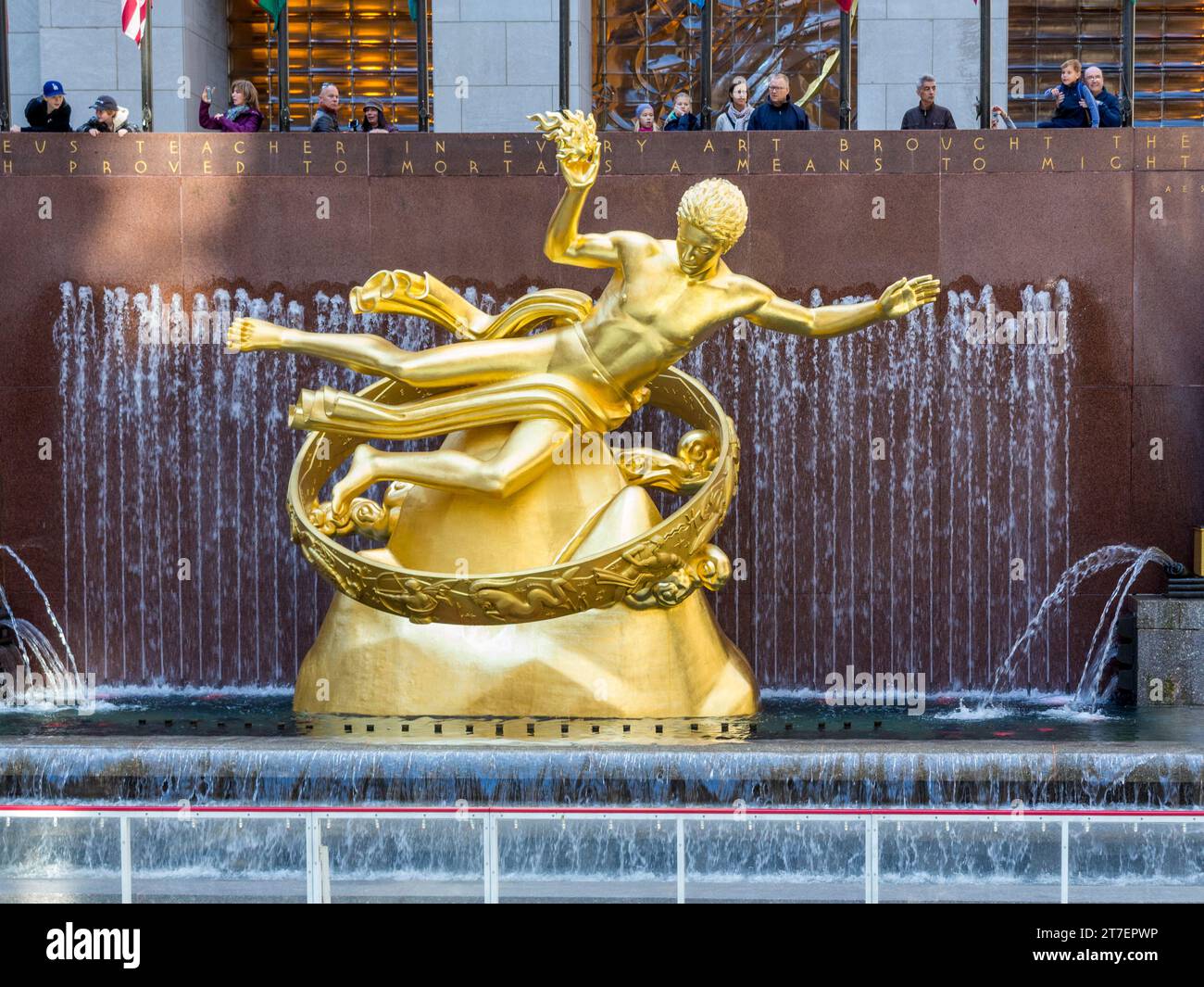 Golden statue in front of Rockefeller center in Manhattan, New York