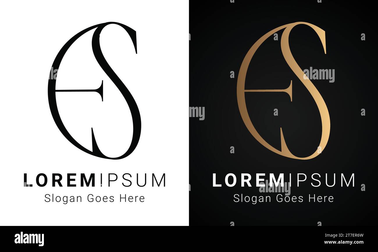 Luxury Initial SE or ES Monogram Text Letter Logo Design Stock Vector