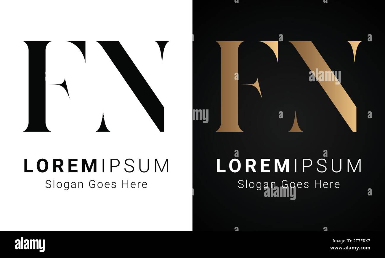 Luxury Initial NF or FN Monogram Text Letter Logo Design Stock Vector