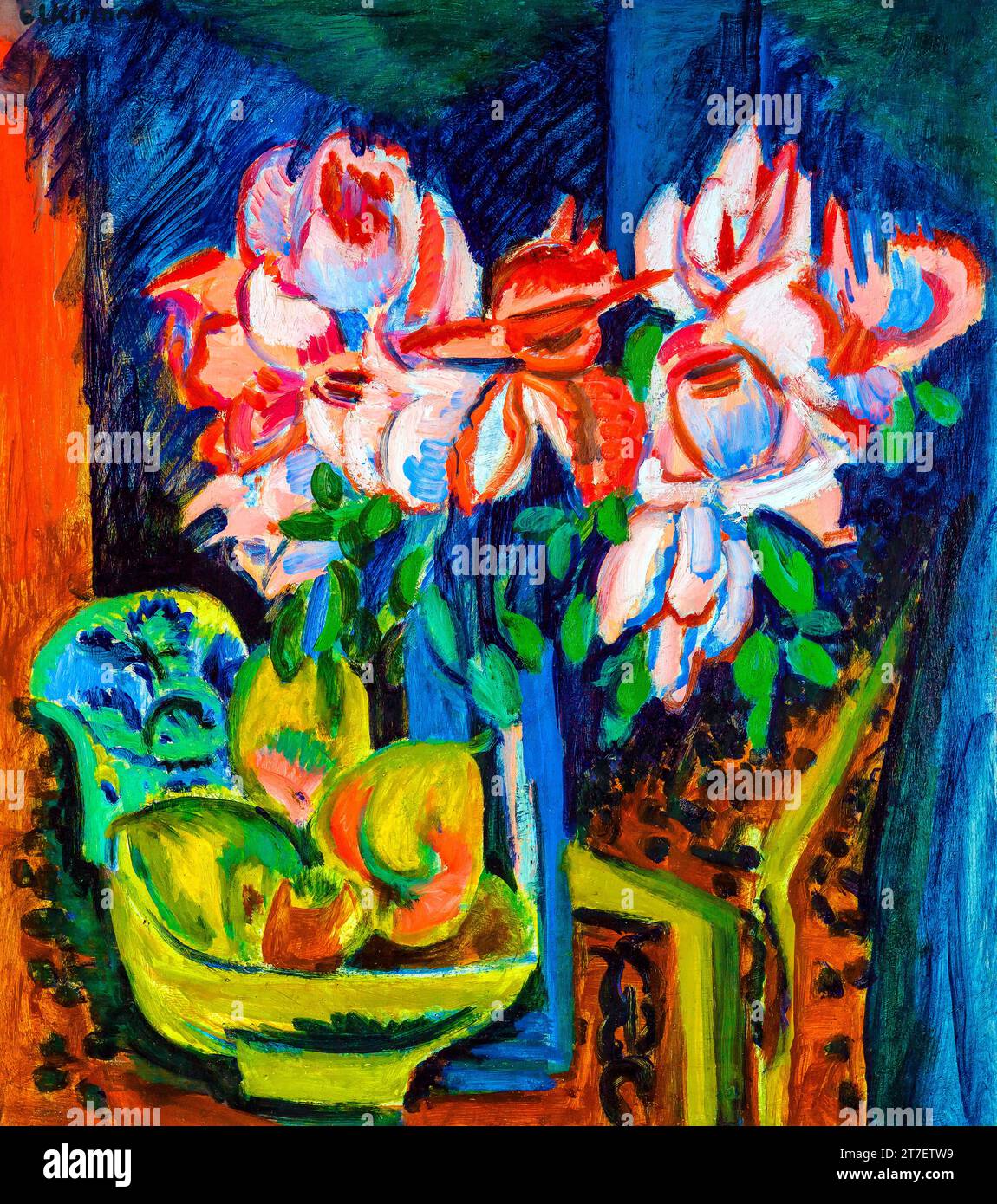 Ernst Ludwig Kirchner's Pink Roses famous painting. Original from the