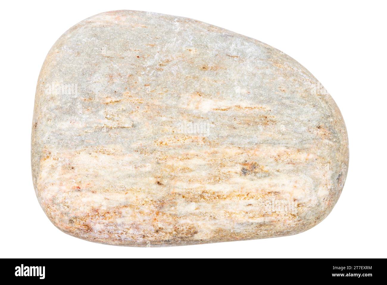 Top view of single red pebble isolated on white background. Stock Photo