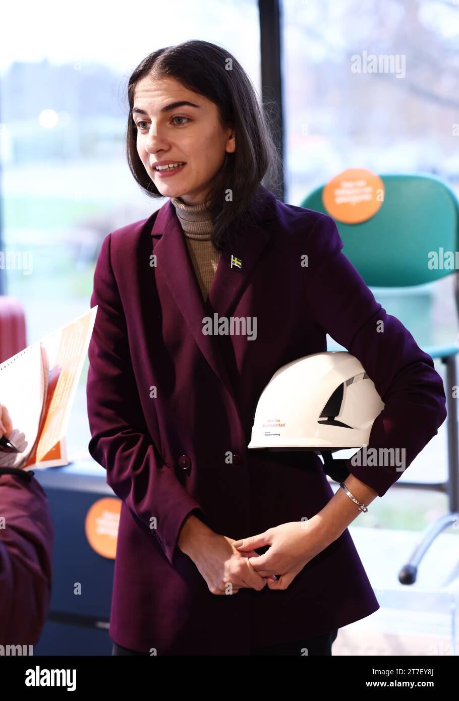 motala-sweden-15th-november-2023-romina-pourmokhtari-the-minister