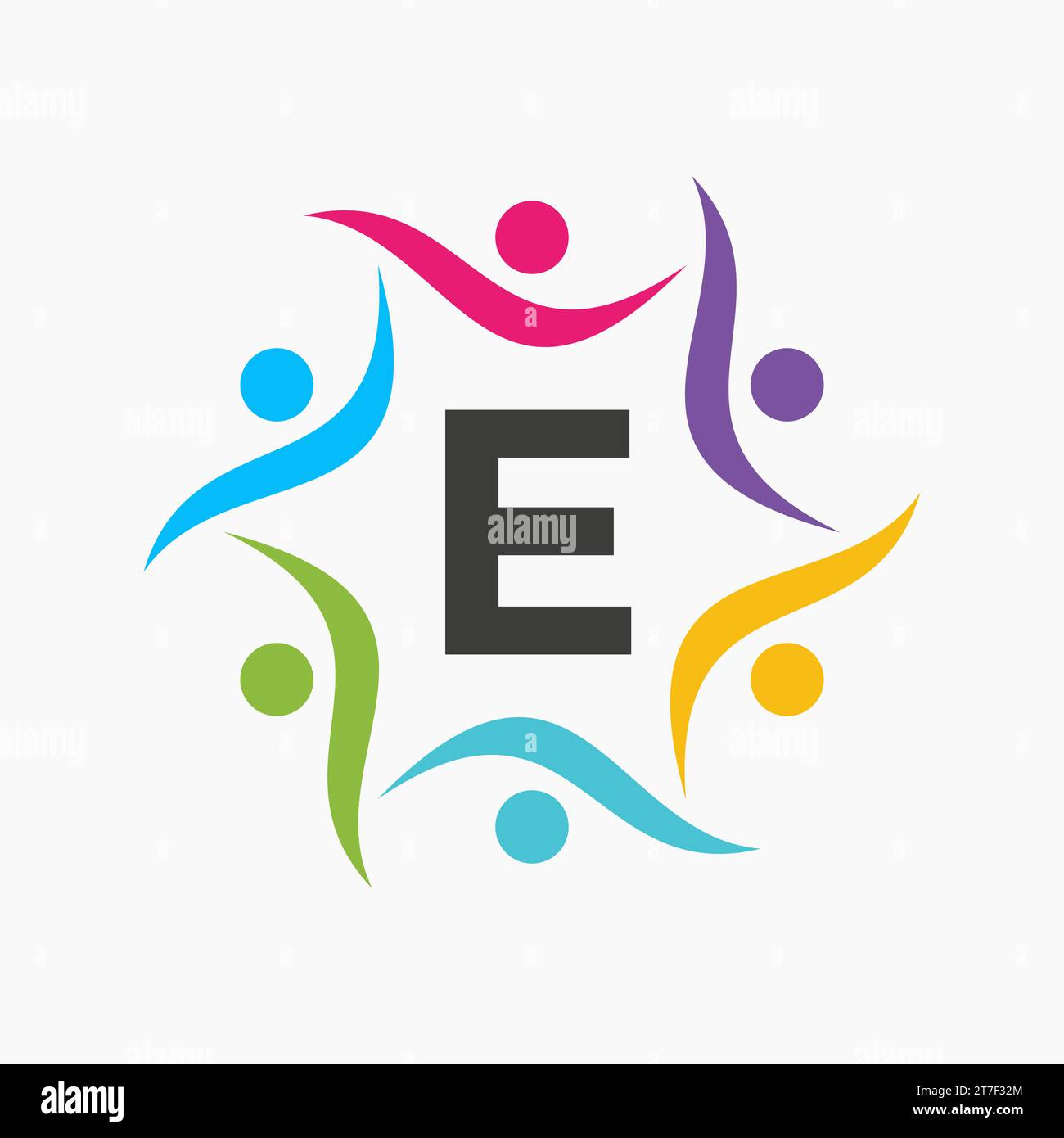 Unity Logo On Letter E Template. Charity Sign, Communication, Team ...