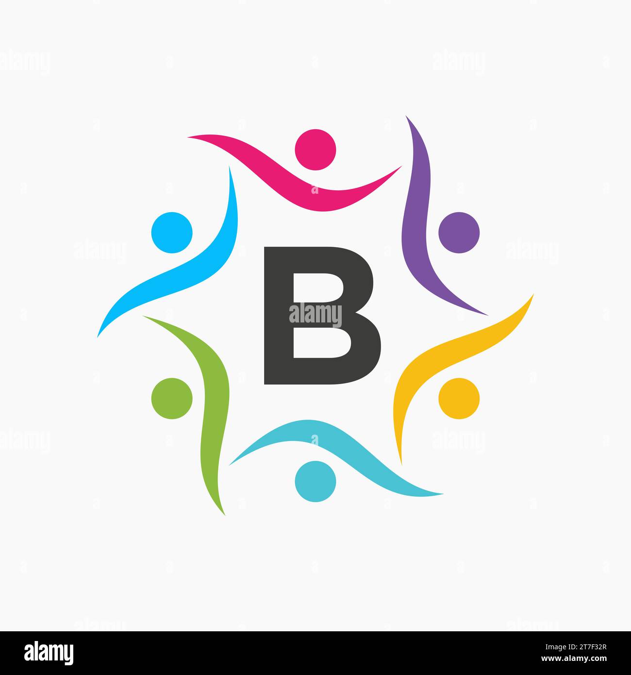 Unity Logo On Letter B Template. Charity Sign, Communication, Team ...