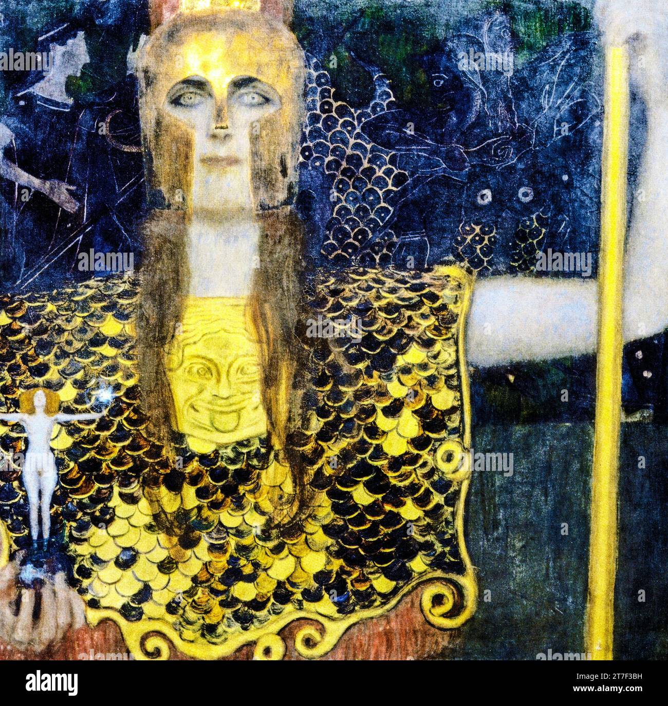 Gustav Klimt's Pallas Athena famous painting. Original from Wikimedia Commons. Stock Photo