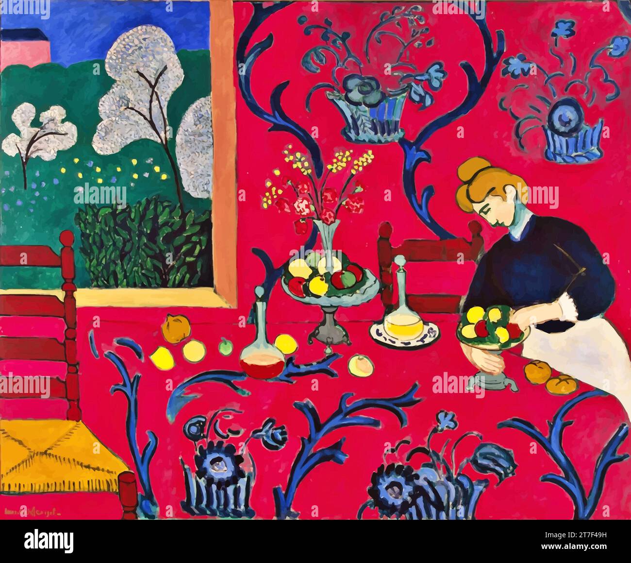 The Dessert: Harmony in Red (The Red Room), 1908 – Henri Matisse Stock Vector