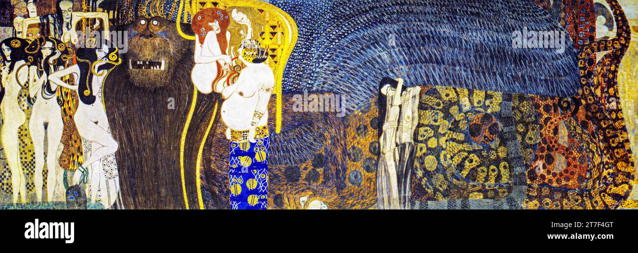 Gustav Klimt's The Hostile Powers famous painting. Original from Wikimedia Commons Stock Photo