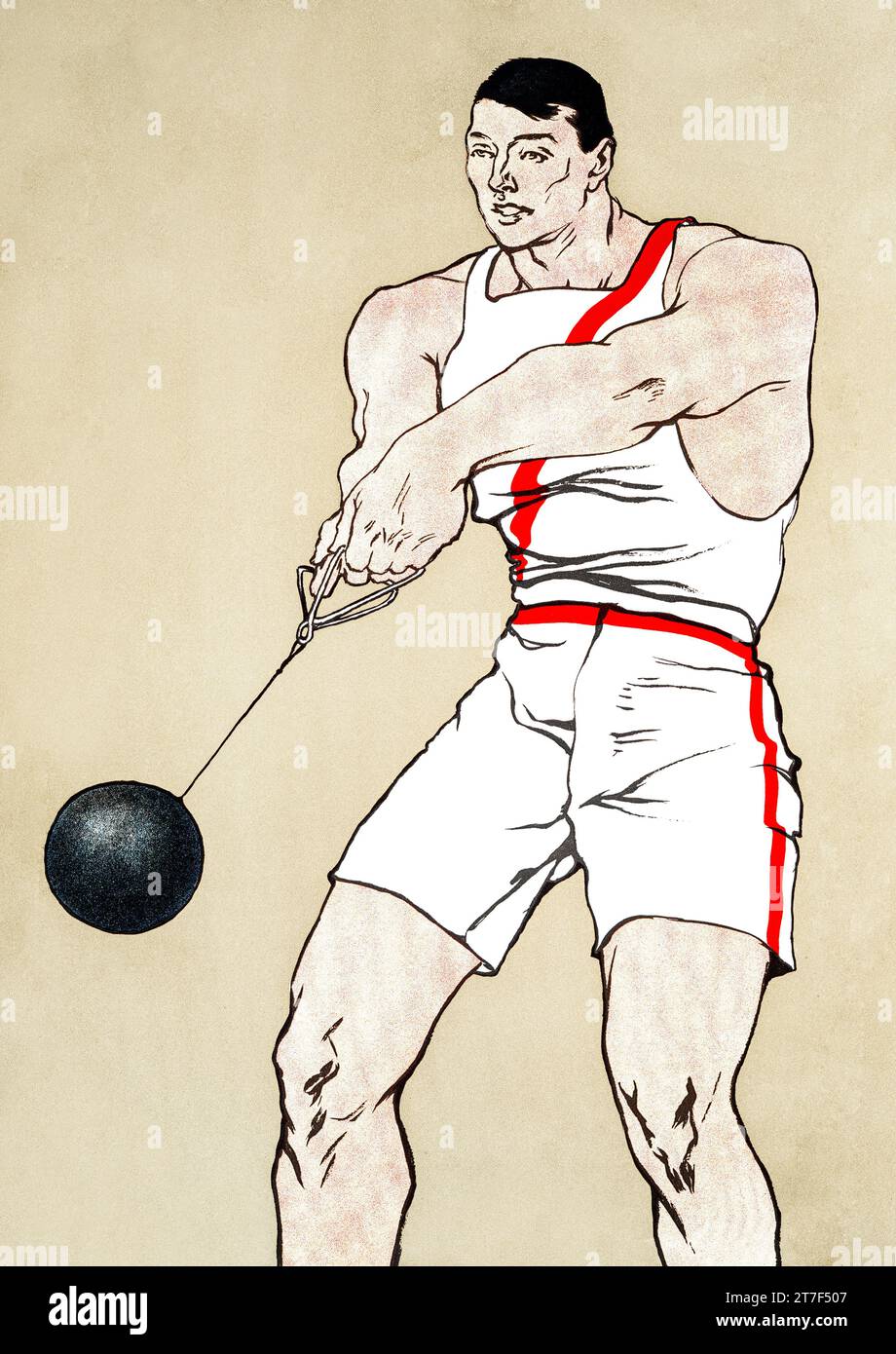 Hammer Throw print in high resolution by Edward Penfield. Original from