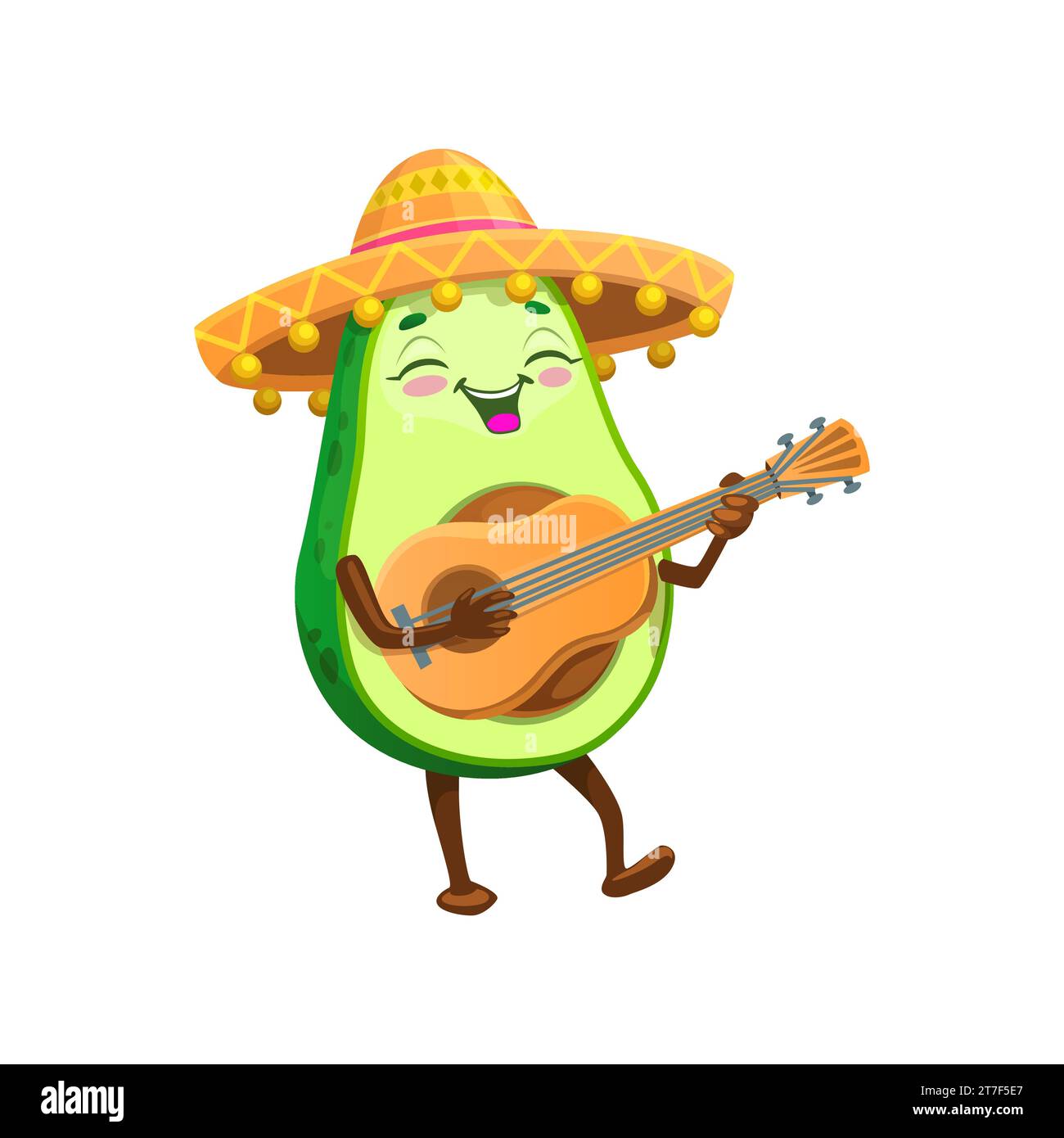 Cartoon Mexican cheerful avocado mariachi character with guitar. Tropical  fruit avocado, vegan healthy food adorable vector personage or mexican  mariachi musician mascot playing guitar in sombrero Stock Vector Image \u0026  Art -, image size:1300x1390