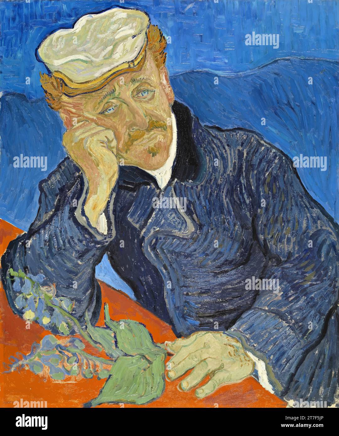 Le Docteur Gachet, 1890 (huile sur toile) by Gogh, Vincent van (1853-90) / Dutch Stock Vector