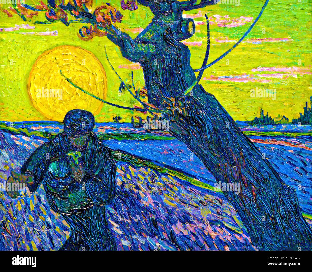 The Sower, 1888 (oil on canvas) by Gogh, Vincent van (1853-90) / Dutch Stock Vector