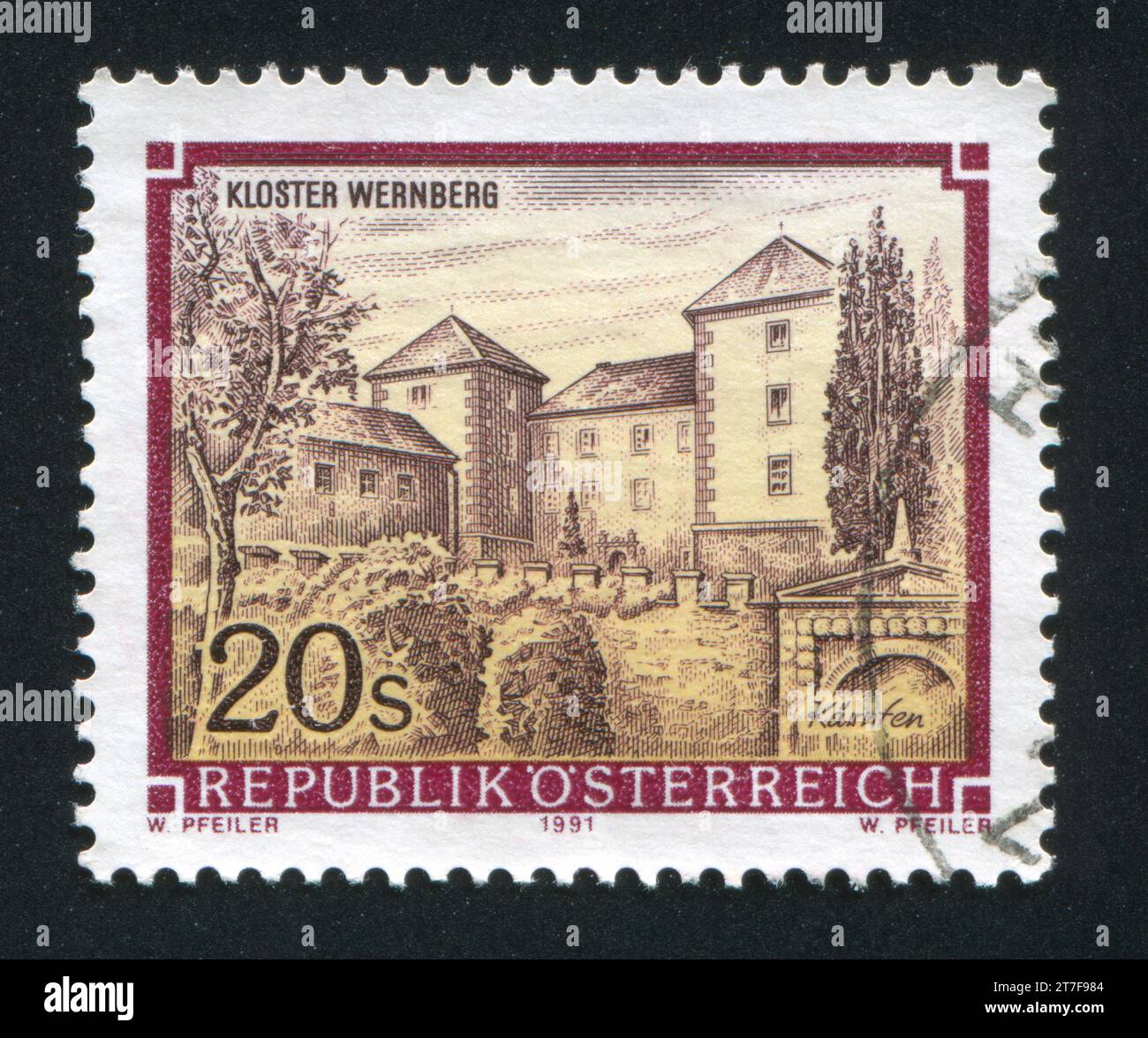 AUSTRIA - CIRCA 1991: stamp printed by Austria, shows Wernberg monastery, circa 1991 Stock Photo