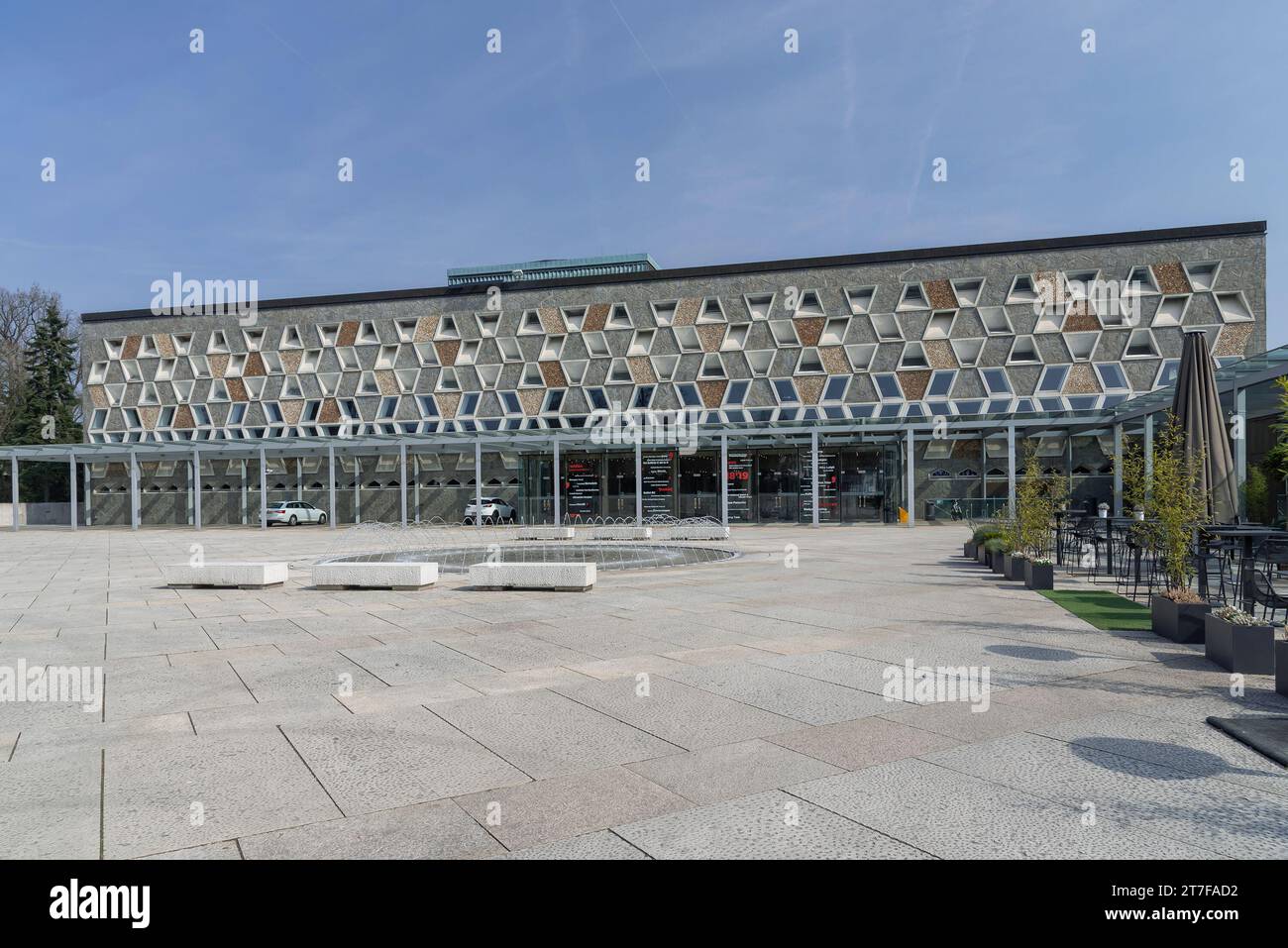 Luxembourg City, Luxembourg - Focus on the Grand Théâtre de Luxembourg build between 1959 and 1964 by Alain Bourbonnais. Stock Photo