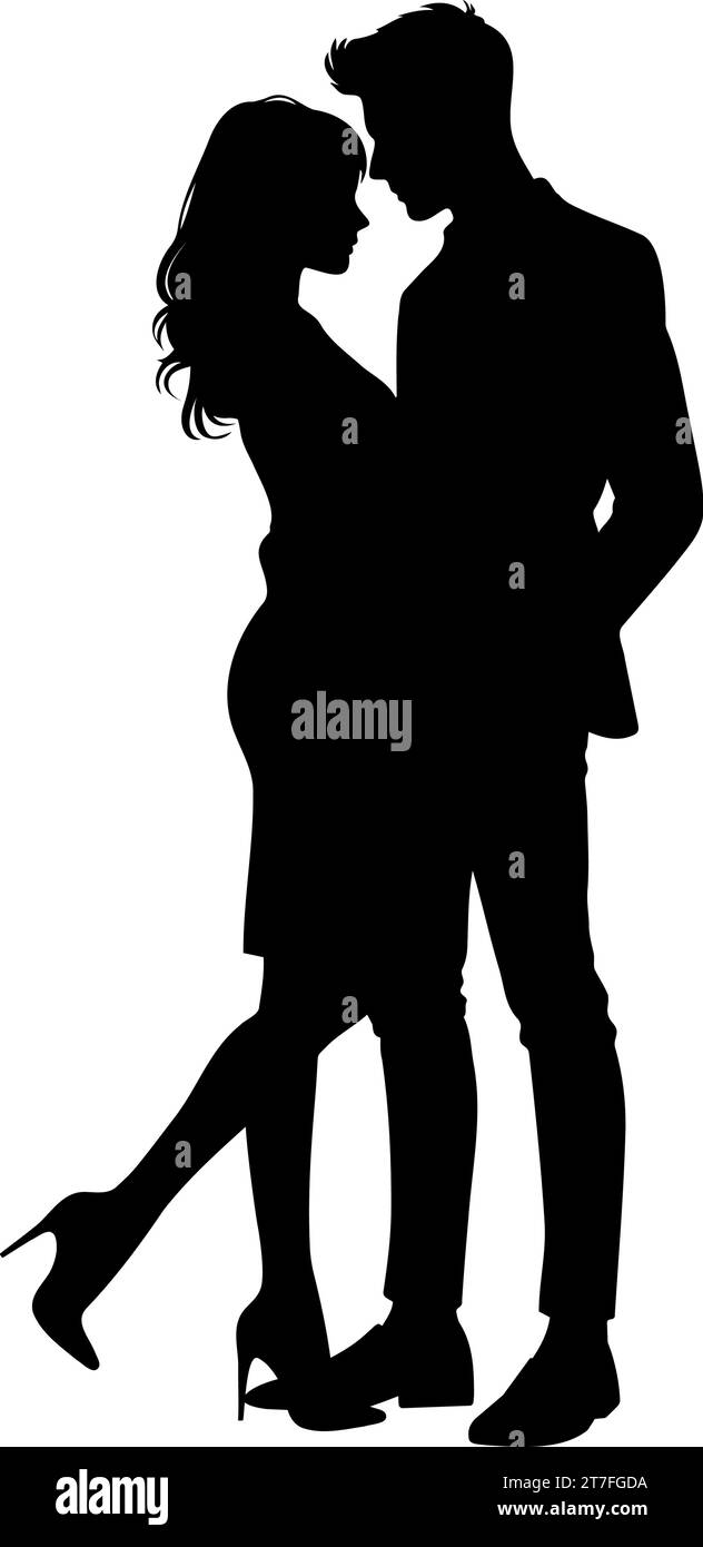 Couple lovers silhouette. full body. vector illustration Stock Vector