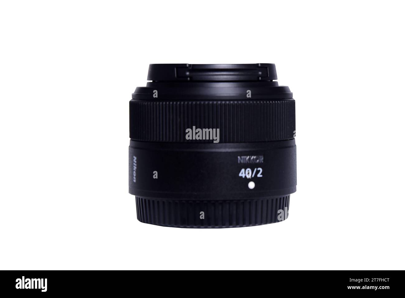 Goiania, Brazil July 12, 2023: Nikon Z lens (version 2) photography showdown and competition between lenses. White background. The best lenses for mir Stock Photo
