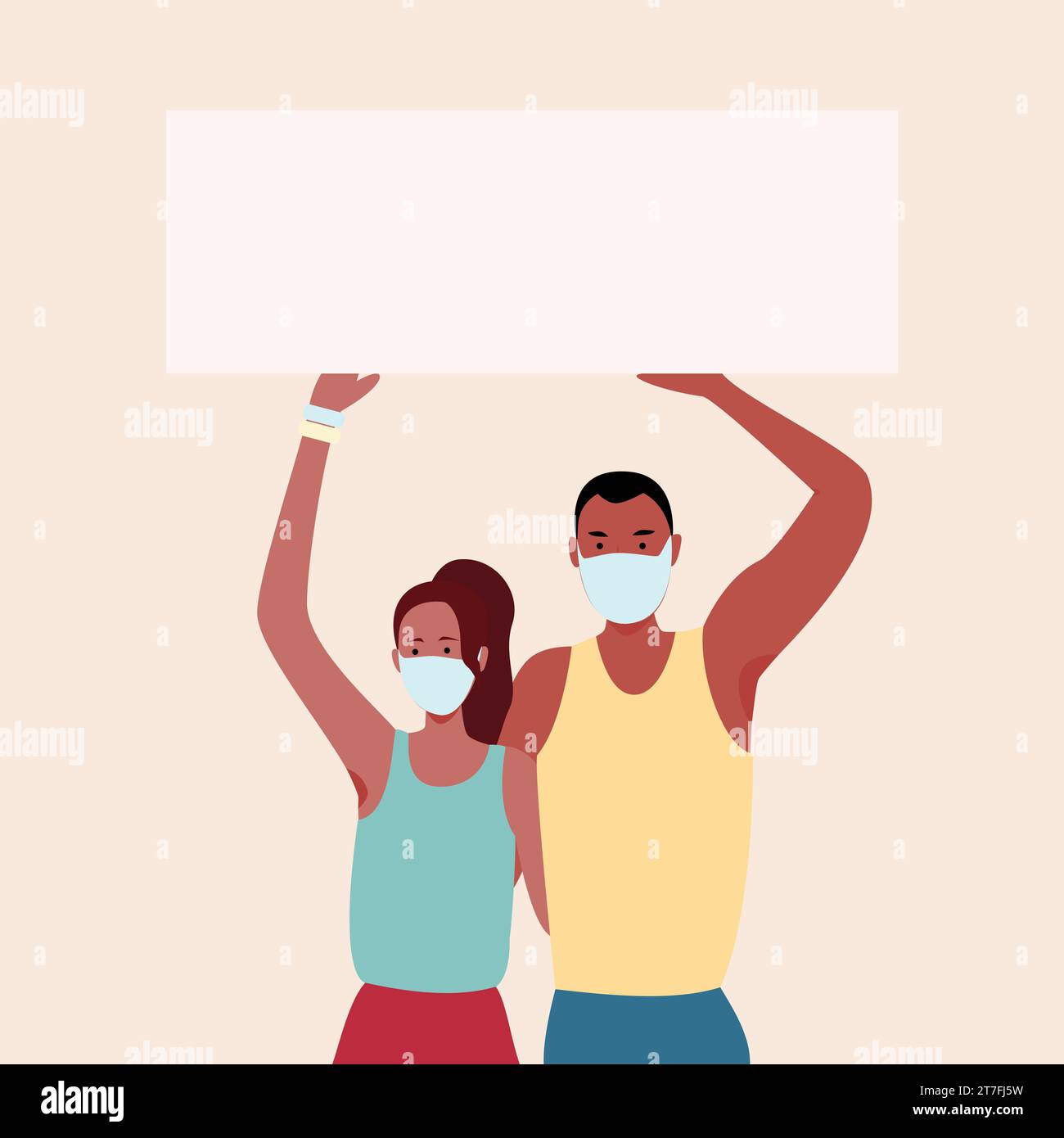 Life Rights Black man and woman in masks with a banner for the life rights of black ...