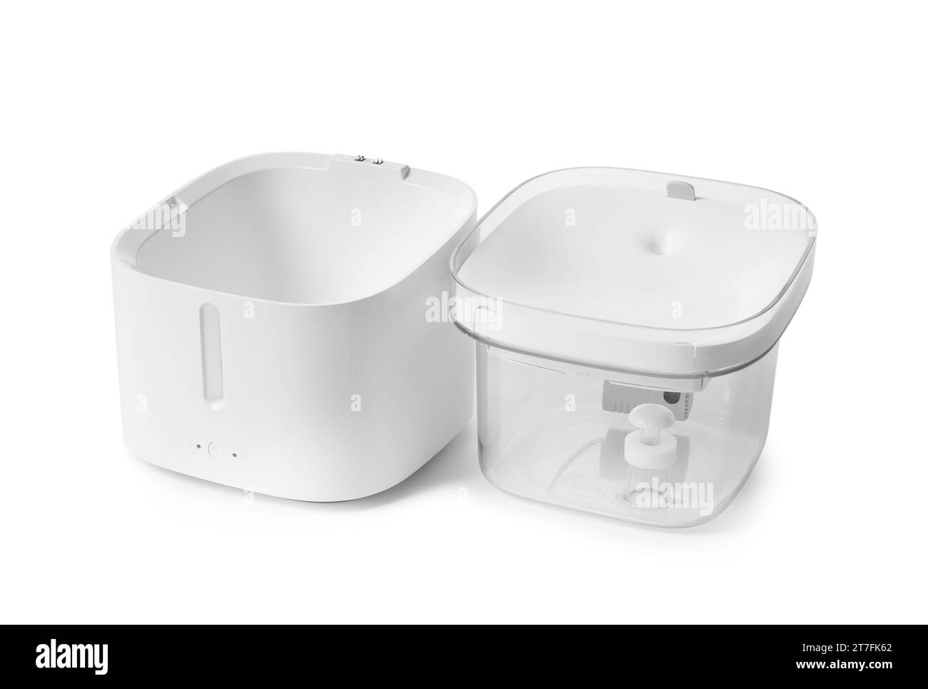 White electric pet water dispenser, smart cat drinker, drinking