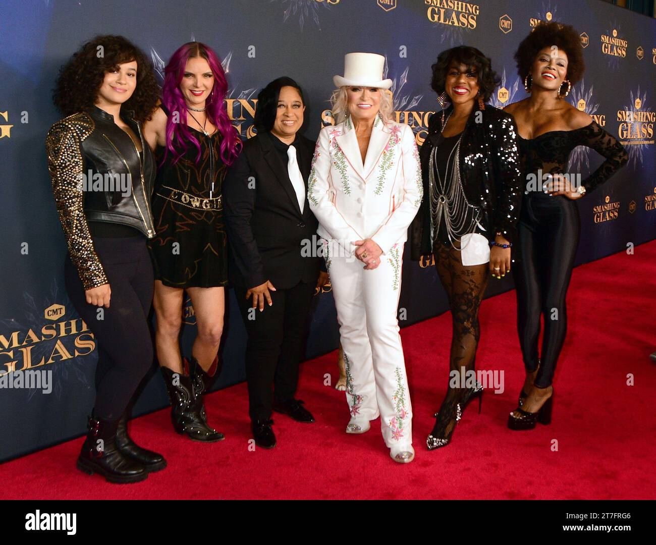 26 October 2023 - Nashville, Tenneesse - Francesca Simone, Andrea Whitt, Kim Burse, Tanya Tucker, Queen Cora Coleman and Brittani Washington. CMT Smashing Glass: A Celebration of the Groundbreaking Women of Music at The Fisher Center for the Performing Arts. (Credit Image: © Dara Michelle Farr/AdMedia via ZUMA Press Wire) EDITORIAL USAGE ONLY! Not for Commercial USAGE! Stock Photo