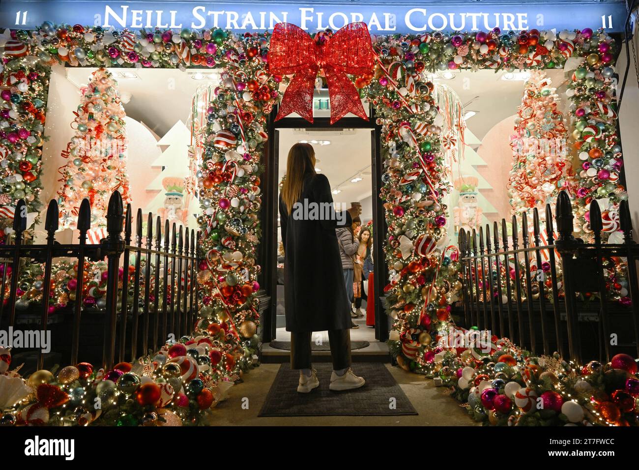 EDITORIAL USE ONLY A Christmas display in the window of Neill Strain
