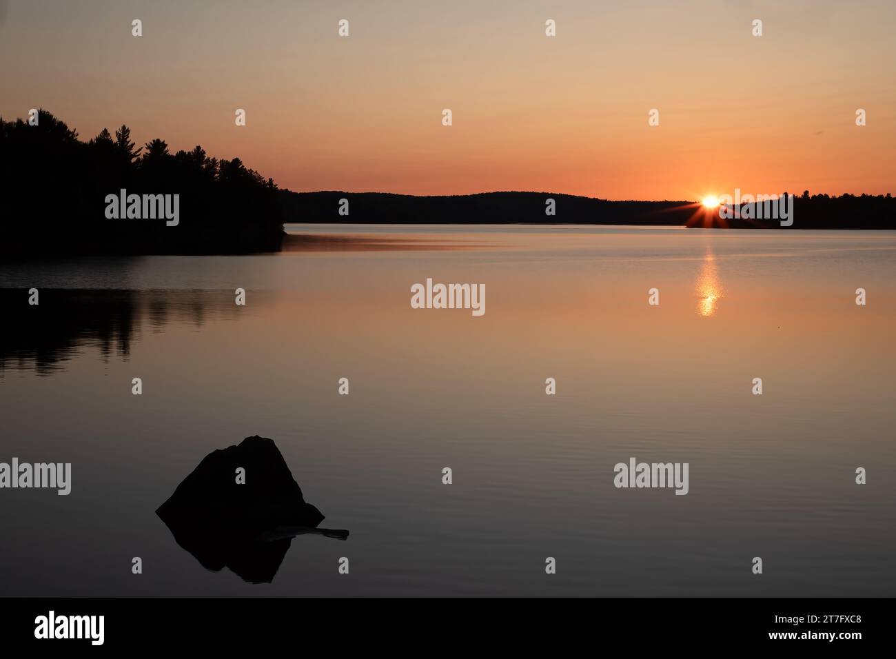 Peaceful sunset scenic at Galeairy Lake in Algonquin Park Stock Photo