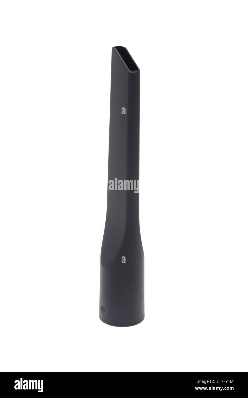 long black plastic hose attachment for car cleaning vaccum against a