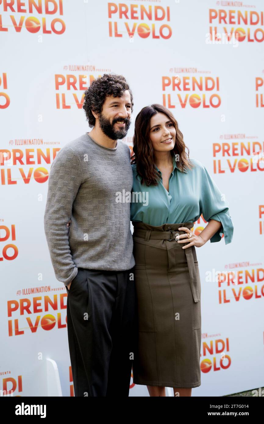 ROME, ITALY - NOVEMBER 14: Serena Rossi and Francesco Scianna  attend the photocall of 'Prendi il volo'l at Hotel De Russie, on November 15, 2023 in R Stock Photo